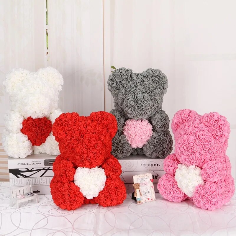 50/100/200 Pieces Teddy Bear of Roses 3cm Foam Wedding Decorative Christmas Decor for Home Diy Gifts Box Artificial Flowers