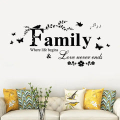 Family Love Never End Quote Vinyl Wall Decal Wall Lettering Art Words Wall Sticker Home Decor Wedding Decoration Living Room 801