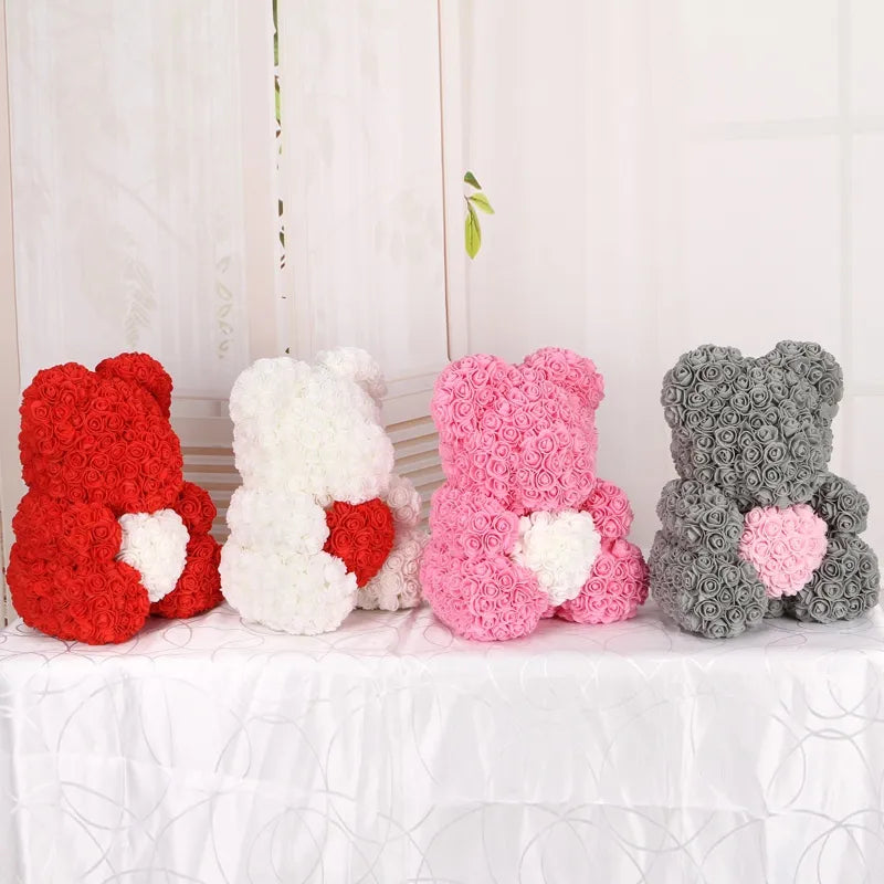 50/100/200 Pieces Teddy Bear of Roses 3cm Foam Wedding Decorative Christmas Decor for Home Diy Gifts Box Artificial Flowers