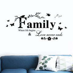 Family Love Never End Quote Vinyl Wall Decal Wall Lettering Art Words Wall Sticker Home Decor Wedding Decoration Living Room 801