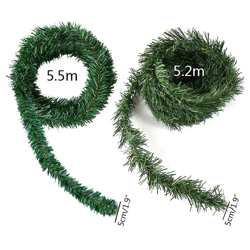 5.2/5.5 m Artificial Pine Needle Garland Rattan PVC Greenery Pine Needle Plant for Christmas Garland Wedding Party Decoration