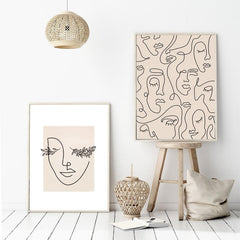 Abstract Woman Face One Line Drawing Poster